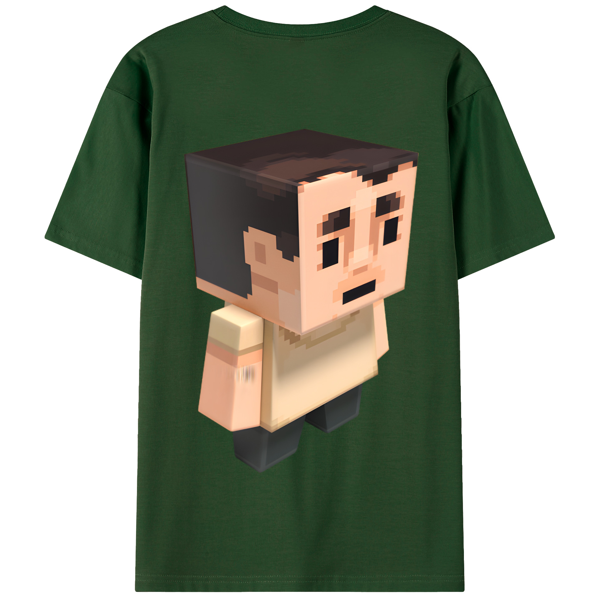 （画像用） マインクラフト ブロックの世界 Minecraft MC Block world 綿100％半袖Tシャツ（背面プリント）
